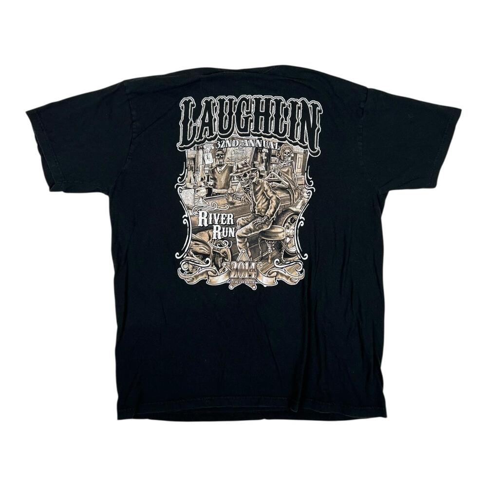Laughlin River Run T-Shirt Mens 2XL Black 2014 32nd Annual Skeleton Biker